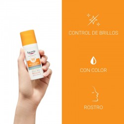 EUCERIN Oil Control SPF50+ mit Farbe Medium Touch Dry Gesichts-Sonnengel-Creme 50ml