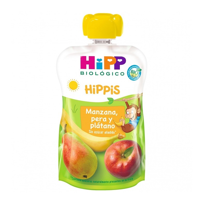 Hipp Bio Hippis Apfel, Birne und Banane Beutel 100gr Hipp Bio Hippis Apfel, Birne und Banane Beutel 100gr