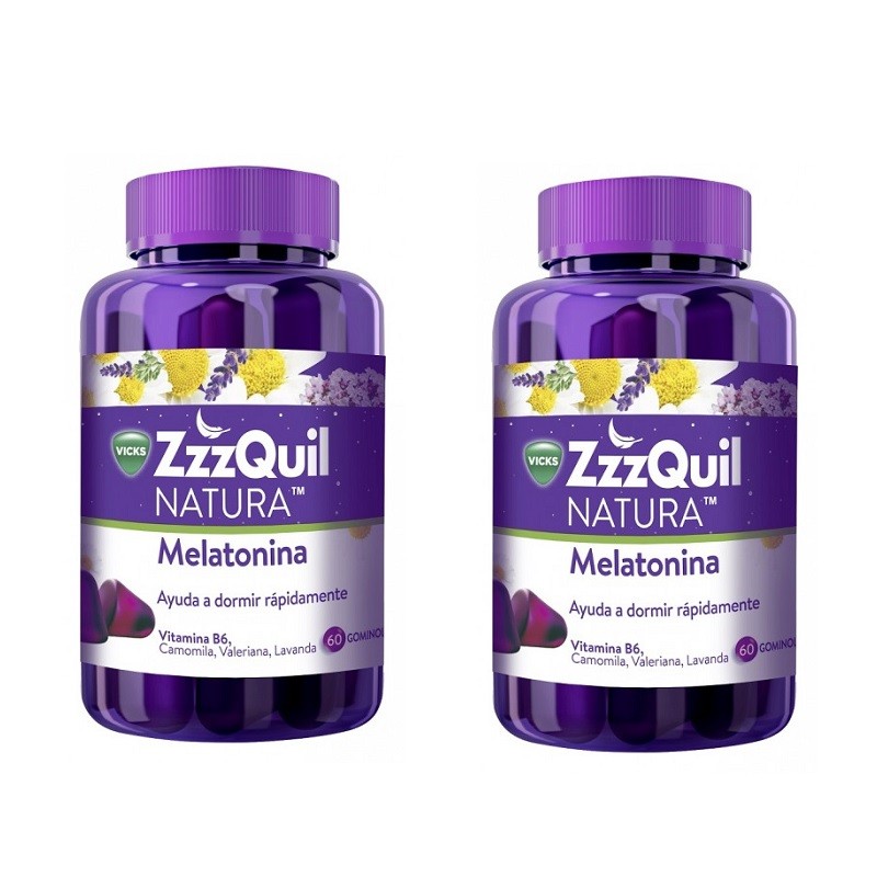 ZzzQuil Natura Mélatonine Aide au Sommeil 2x60 Gummies【DUPLO】VICKS