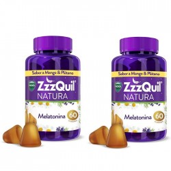 ZzzQuil Natura Melatonin Sleep Aid 2x60 Gummies Mangue et Banane【DUPLO】VICKS