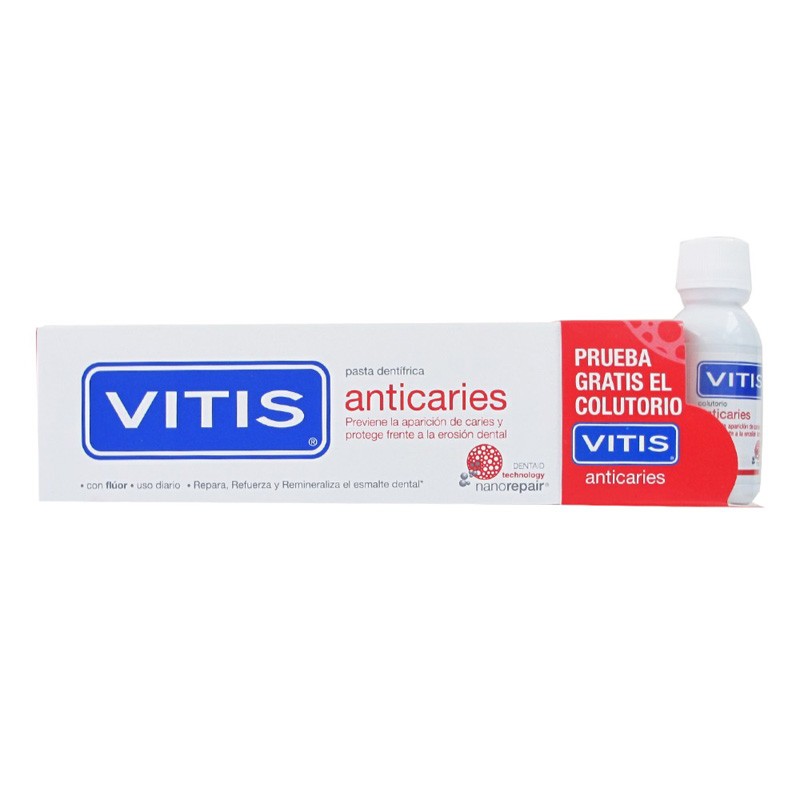 VITIS Anticaries Dentifricio 100 ml + collutorio 30 ml IN REGALO VITIS Anticaries Dentifricio 100 ml + collutorio 30 ml IN REGALO