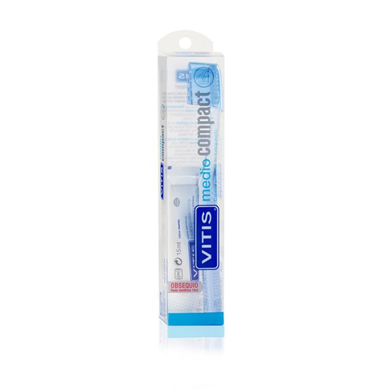 VITIS Cepillo Dental Compact Medio + Pasta Blanqueante 15ml REGALO