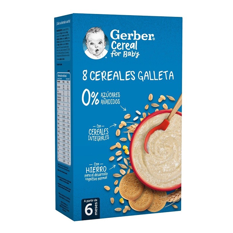 GERBER Porridge 8 Céréales Biscuit +6 Mois 500g GERBER Porridge 8 Céréales Biscuit +6 Mois 500g