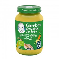 GERBER Pote Orgânico de Ervilha, Batata e Purê de Frango 190g