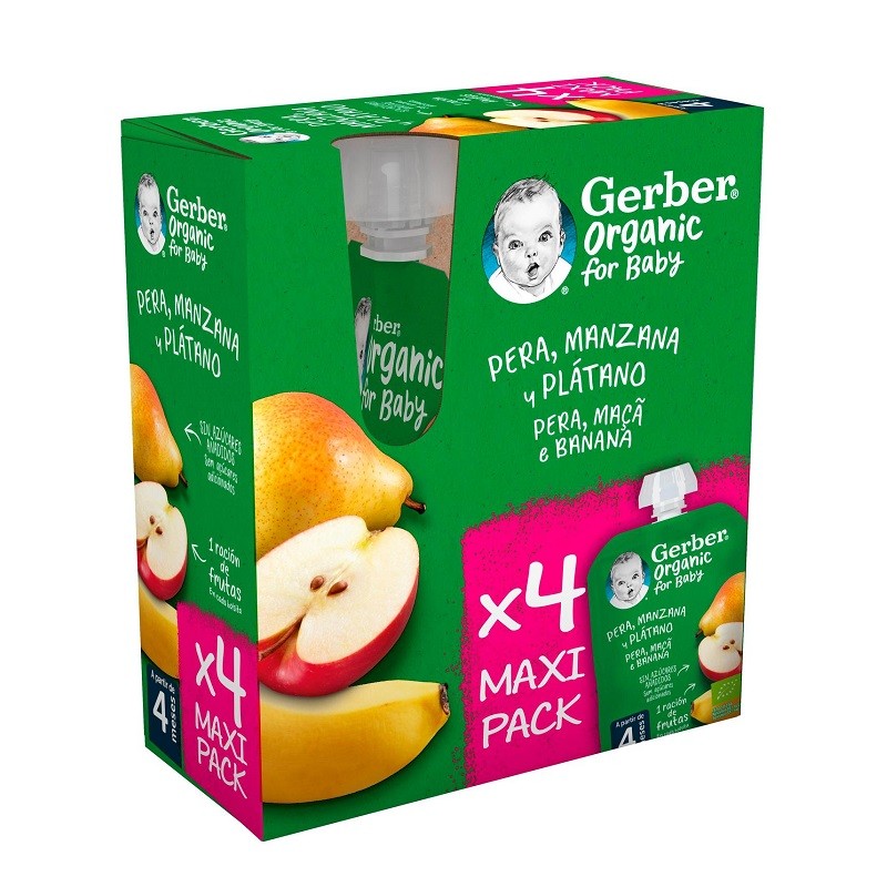 GERBER Bio Beutel Multipack Birne, Apfel und Banane 4x90g GERBER Bio Beutel Multipack Birne, Apfel und Banane 4x90g