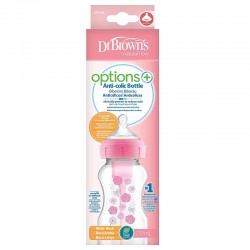 Opções de frasco anticólica de boca larga Dr. BROWN + flores rosa +0 meses 270ml