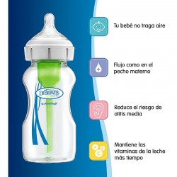 Dr. BROWN'S Options de biberon anti-colique à large goulot + fleurs roses +0 mois 270 ml