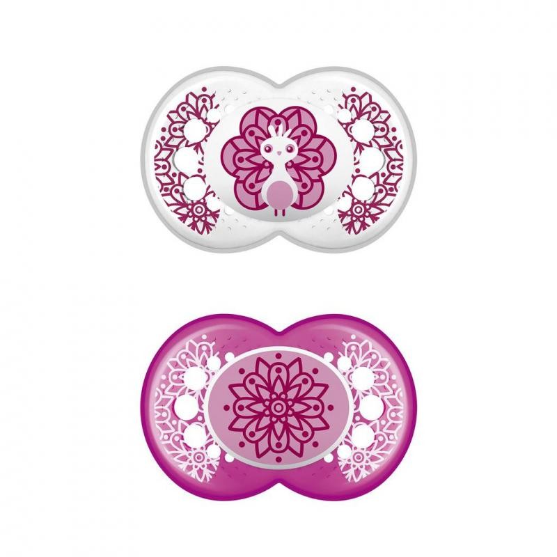 MAM Original Latex Pacifier 6+M 2 Units (Pink Peacock)