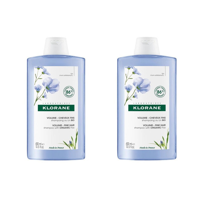 KLORANE BIO Duplo Shampoing Lin 2x400 ml