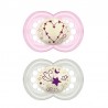 MAM Silicone Nipple Pacifier Night +6 x2 (Pink)