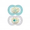 Ciuccio per capezzoli in silicone MAM Night +6 x2 (blu)