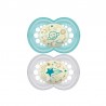 MAM Silicone Nipple Pacifier Night +6 x2 (Blue)