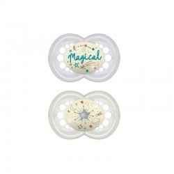 Chupeta Mamilo Silicone MAM Noite +6 x2 (Branco/Cinza)
