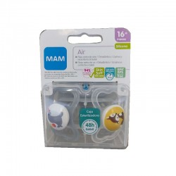 MAM Air Silicone Pacifier 16+M 2 Units (Gray and White)