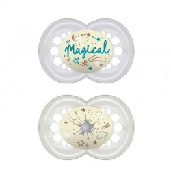 Chupeta de mamilo MAM Night Latex +6 x2 (cinza e branco)