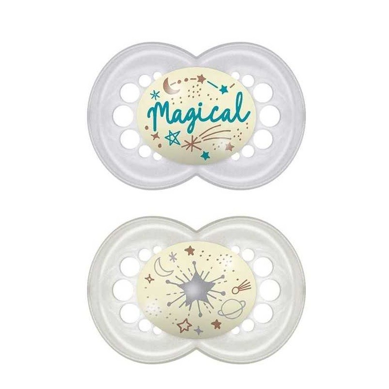 Chupeta de mamilo MAM Night Latex +6 x2 (cinza e branco)