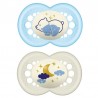 MAM Original Night Latex Pacifier 6+M 2 Units (Blue and White)