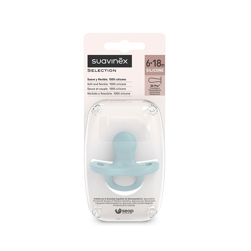 SUAVINEX All-Silicone Pacifier SX Pro Physiological 6-18 Months (Blue)