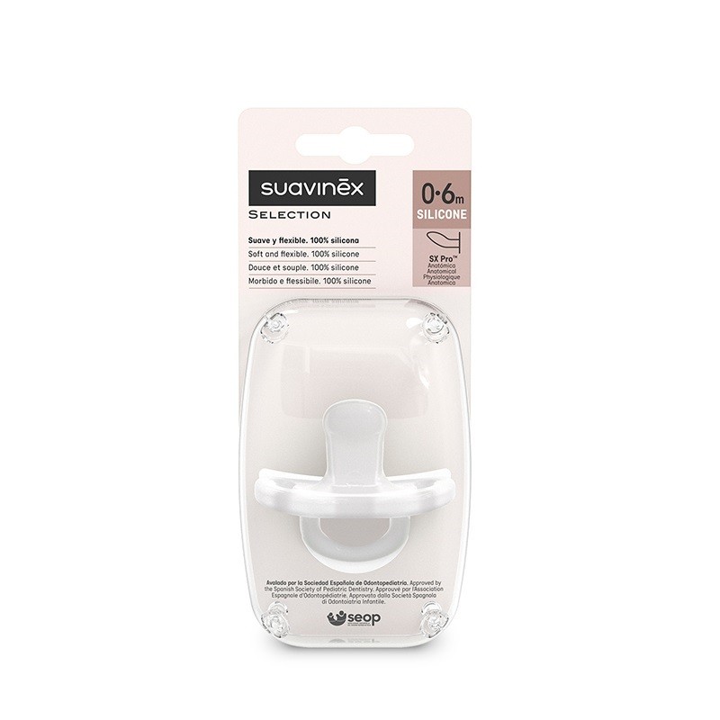 SUAVINEX All-Silicone Pacifier SX Pro Anatomical 0-6 Months (White)