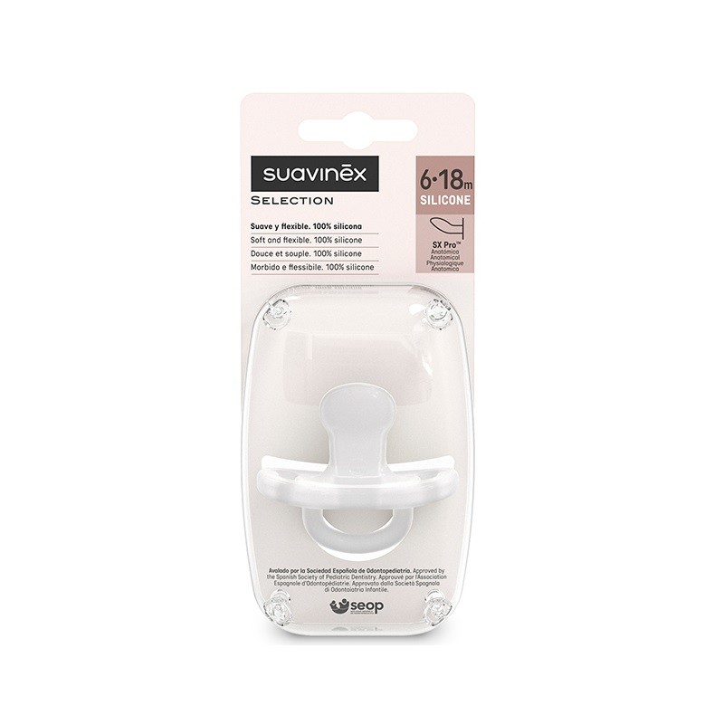 SUAVINEX Sucette tout silicone SX Pro Anatomique 6-18 mois (Blanc)