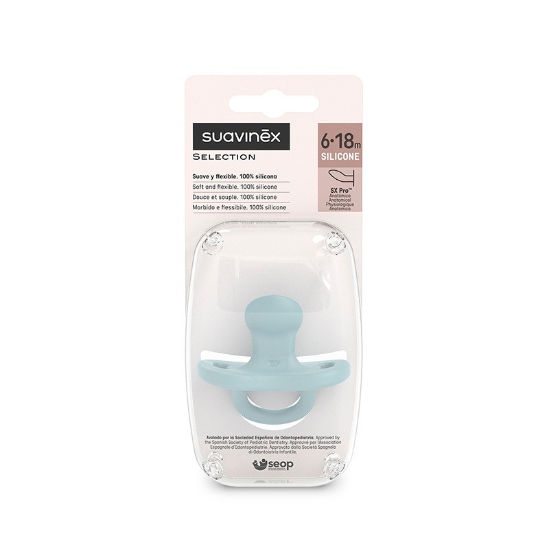 SUAVINEX Vollsilikon-Schnuller SX Pro Anatomical 6-18 Monate (Blau) SUAVINEX Vollsilikon-Schnuller SX Pro Anatomical 6-18 Monate (Blau)