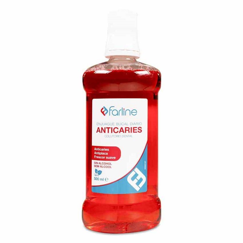 FARLINE Bain de Bouche Anti-Caries Sans Alcool 500 ml Nettoyage efficace FARLINE Bain de Bouche Anti-Caries Sans Alcool 500 ml Nettoyage efficace