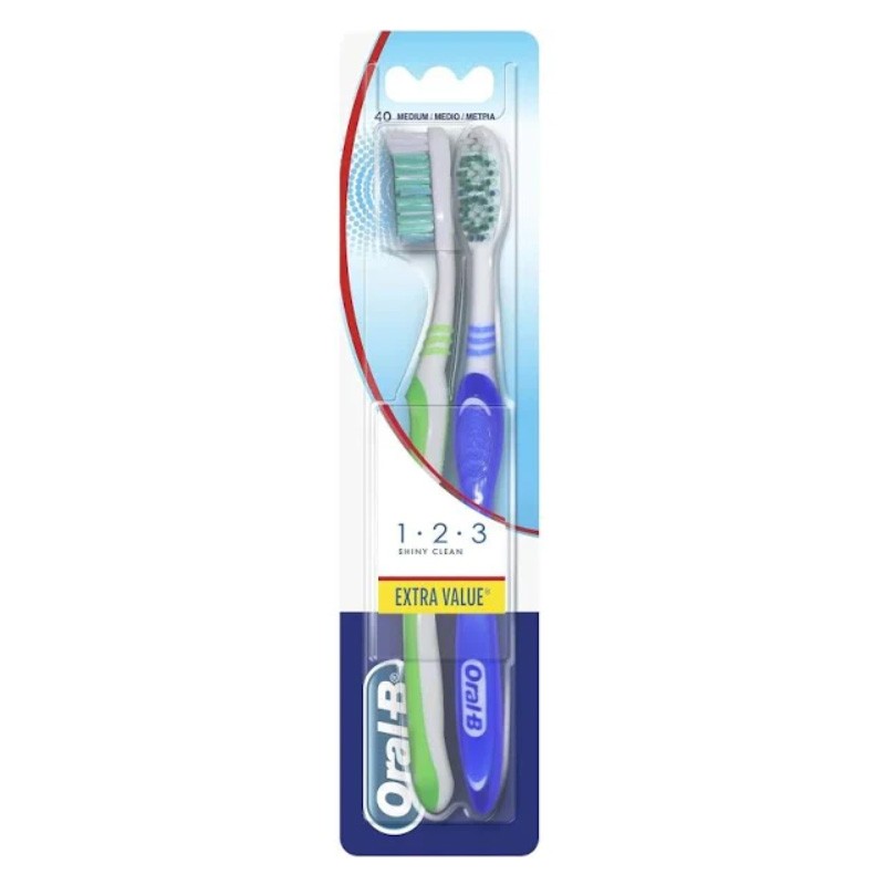 Spazzolino Oral-B 123 Shiny Clean Duo Medio【SPEDIZIONE IN 24 ORE】