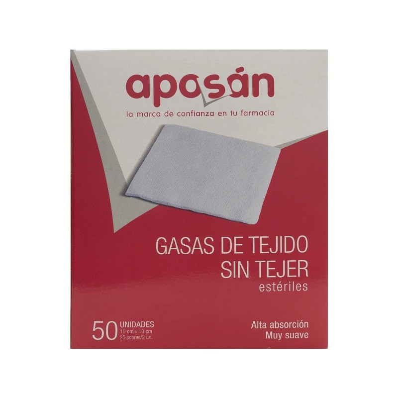 Tessuto non tessuto in garza sterile APOSAN 10 cm x 10 cm (50 garze) Tessuto non tessuto in garza sterile APOSAN 10 cm x 10 cm (50 garze)