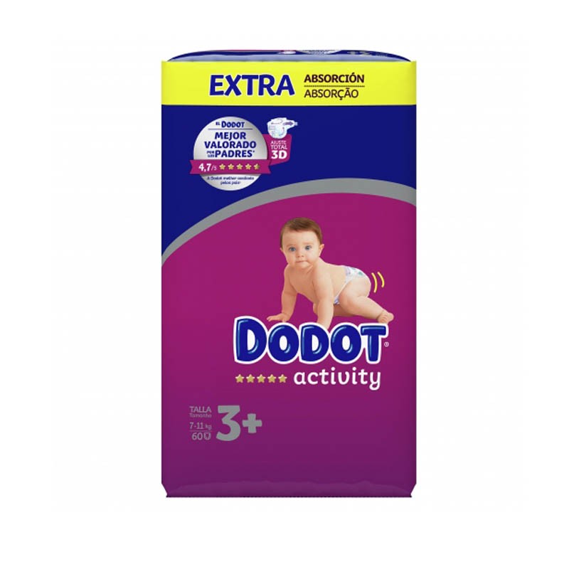 Pacote Dodot Activity Extra Jumbo Tamanho 3 (60 unidades)