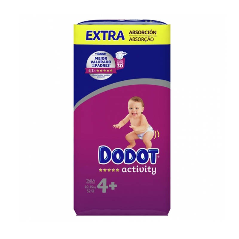 Pacote Dodot Activity Extra Jumbo Tamanho 4 (52 unidades)