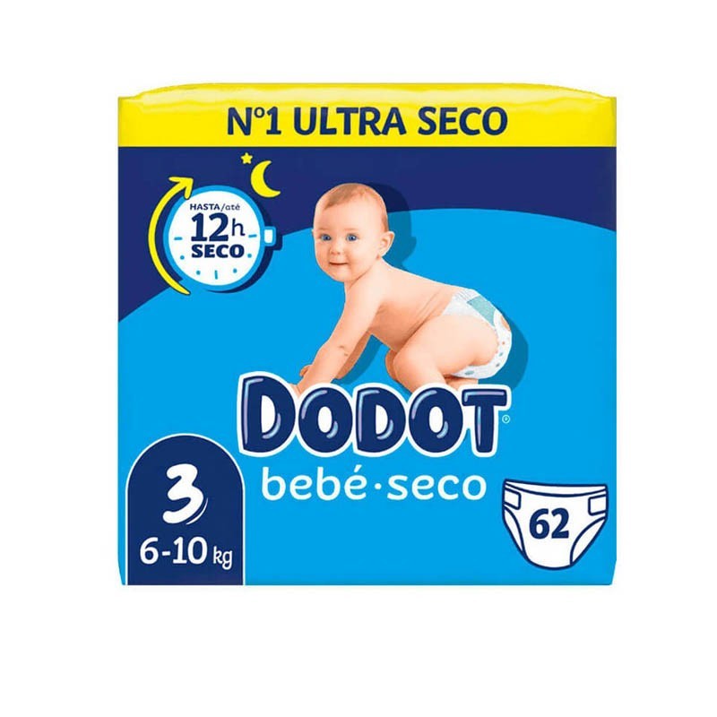 Pacote econômico Dodot Dry Baby tamanho 3 (62 unidades)