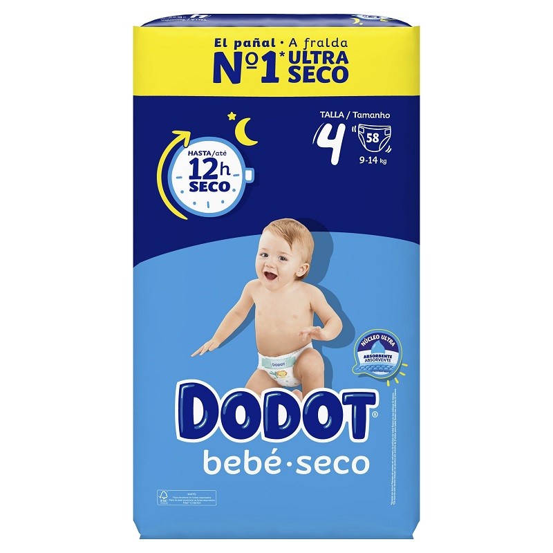 Pacote econômico Dodot Dry Baby tamanho 4 (58 unidades)