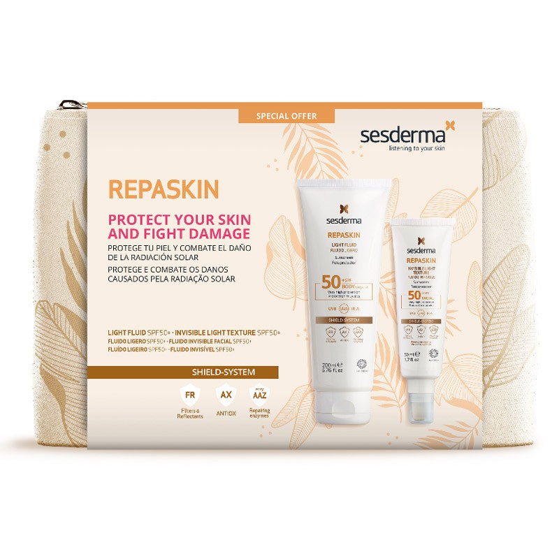 SESDERMA Repaskin Photoprotective Pack Light Body Fluid SPF50 200ml + Invisible Fluid 50ml