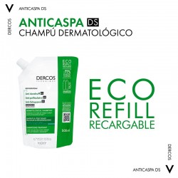 VICHY Dercos Shampoing Antipelliculaire Cheveux Normaux-Gras ECO RECHARGE 500 ml
