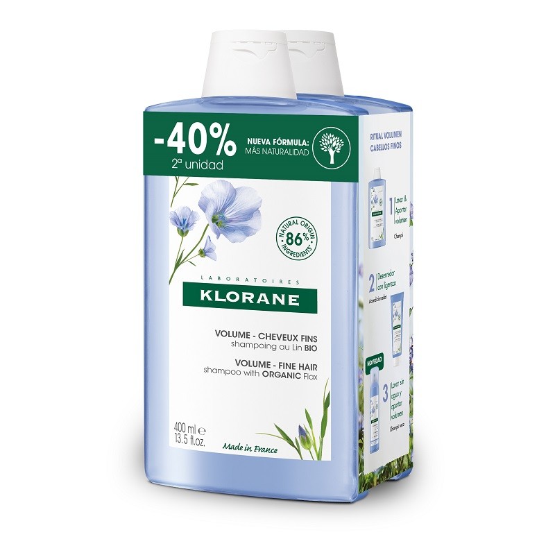 KLORANE BIO DUPLO Shampoing Lin 2x400ml