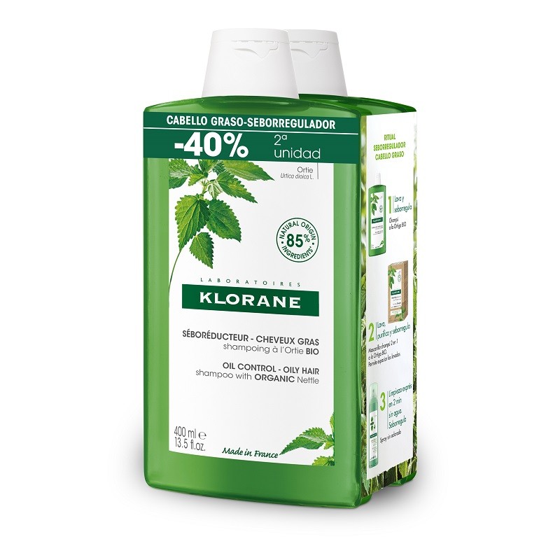 KLORANE Nettle Shampoo for Oily Hair DUPLO 2x400ml