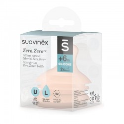 SUAVINEX Tetina Silicona Anticólico Flujo L Denso Zero +6m (2uds)