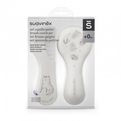 Conjunto de escova e pente recém-nascido SUAVINEX branco 0+m