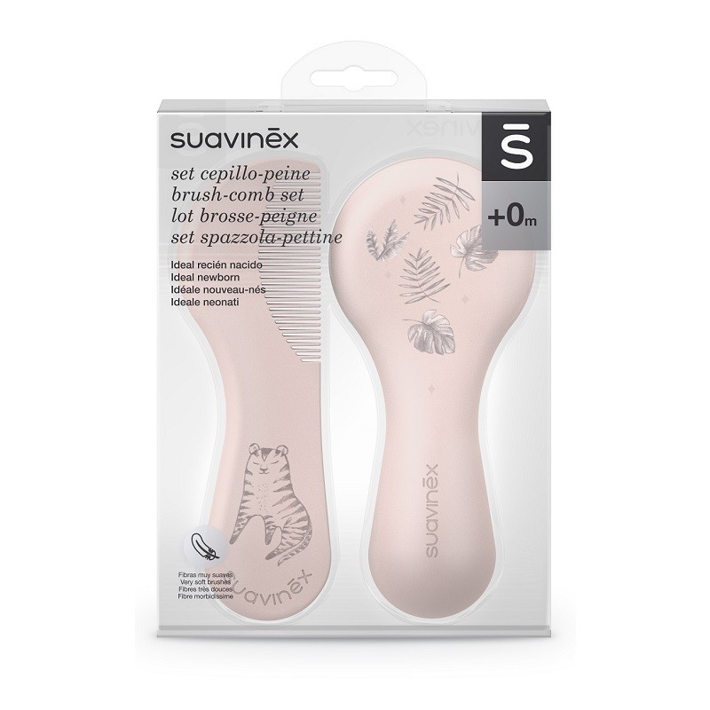SUAVINEX Newborn Brush and Comb Set Pink 0+m