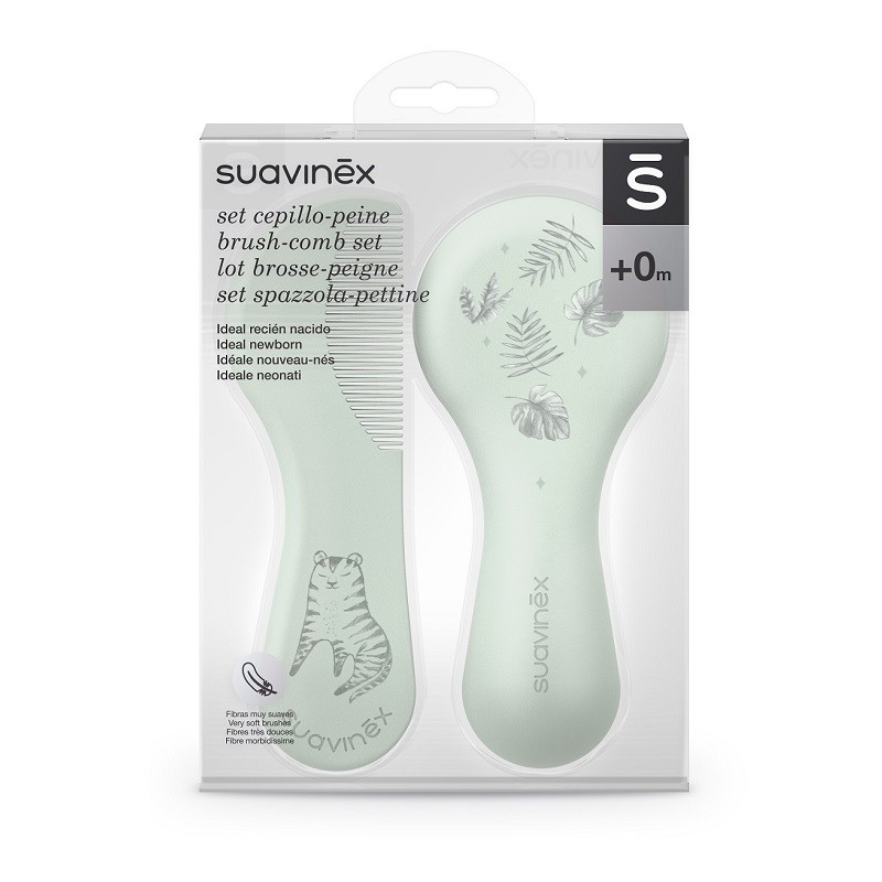 Conjunto de escova e pente recém-nascido SUAVINEX verde 0+m