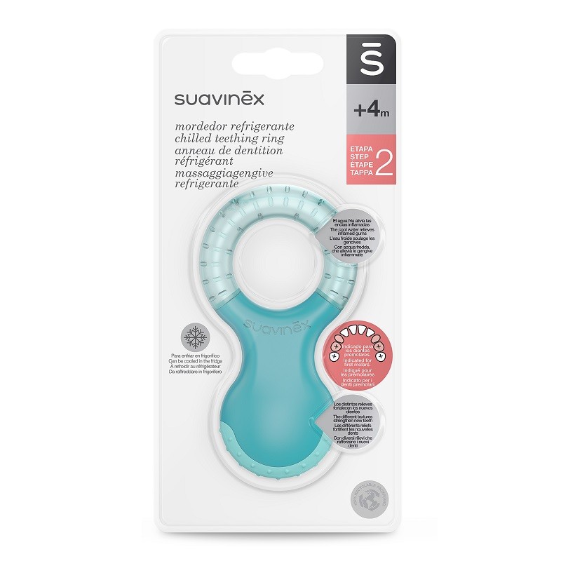 SUAVINEX Kühlender Beißring +4m Stufe 2 Blau