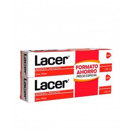 LACER Dentifrice au Fluor Anticarie 2x125ml FORMAT ÉCONOMIQUE LACER Dentifrice au Fluor Anticarie 2x125ml FORMAT ÉCONOMIQUE