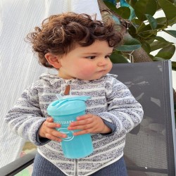 Twistshake Strohhalmbecher +6m Blau 360 ml