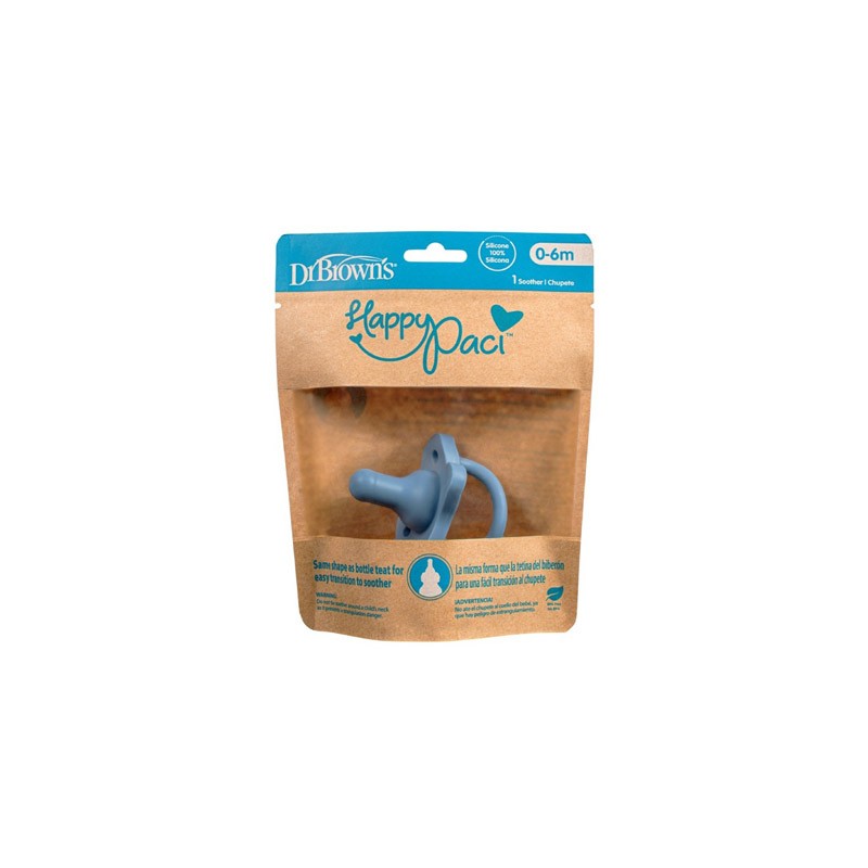 DR. BROWN'S Vollsilikon-Schnuller HappyPaci 0-6 Monate Blau