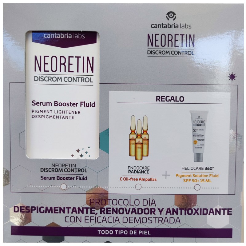 NEORETIN Discrom Control Sérum Booster Fluide 30 ml + Ampoules Endocare + Heliocare 360º NEORETIN Discrom Control Sérum Booster Fluide 30 ml + Ampoules Endocare + Heliocare 360º
