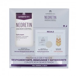 NEORETIN Discrom Control Gel Depigmentierungscreme + Anti-Flecken-Peeling + Radiance-Ampullen