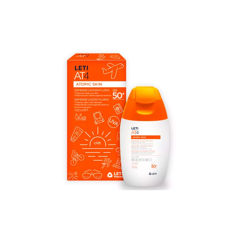 LETI AT4 Lait Solaire Fluide Défense SPF50 +100 ml