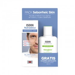 ISDIN Pack Nutradeica Gel Peau Séborrhéique Crème Visage 50 ml + Shampoing Mini Taille Cadeau