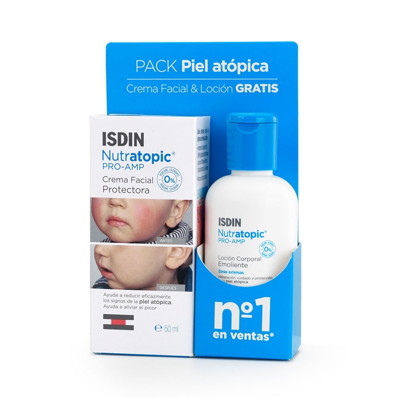 ISDIN Pack Nutratopic Pro-AMP Crema Facial 50ml + Loción Corporal GRATIS