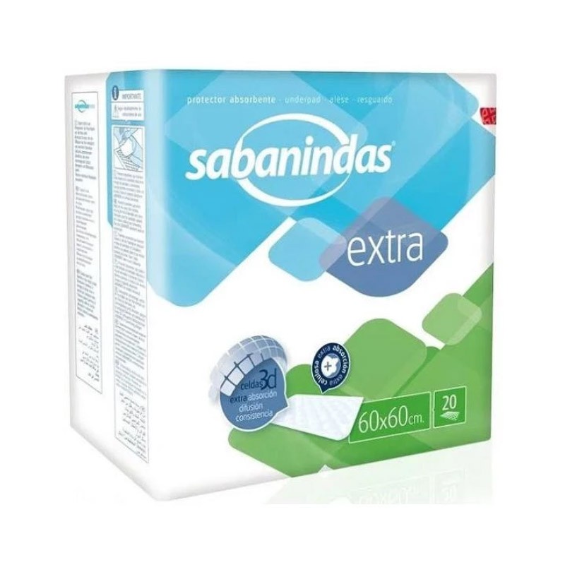 SABANINDAS Extra Medium Absorbent Protector 60x60cm 20 units
